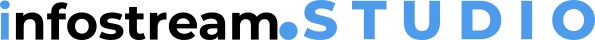 Logo infostream.studio horizontalni crni